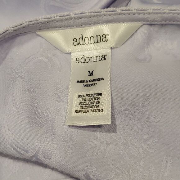 Adonna Sz M Lavender Embossed Floral Comfy Soft Long Sleeve Gown Pajamas 624 - Picture 8 of 9